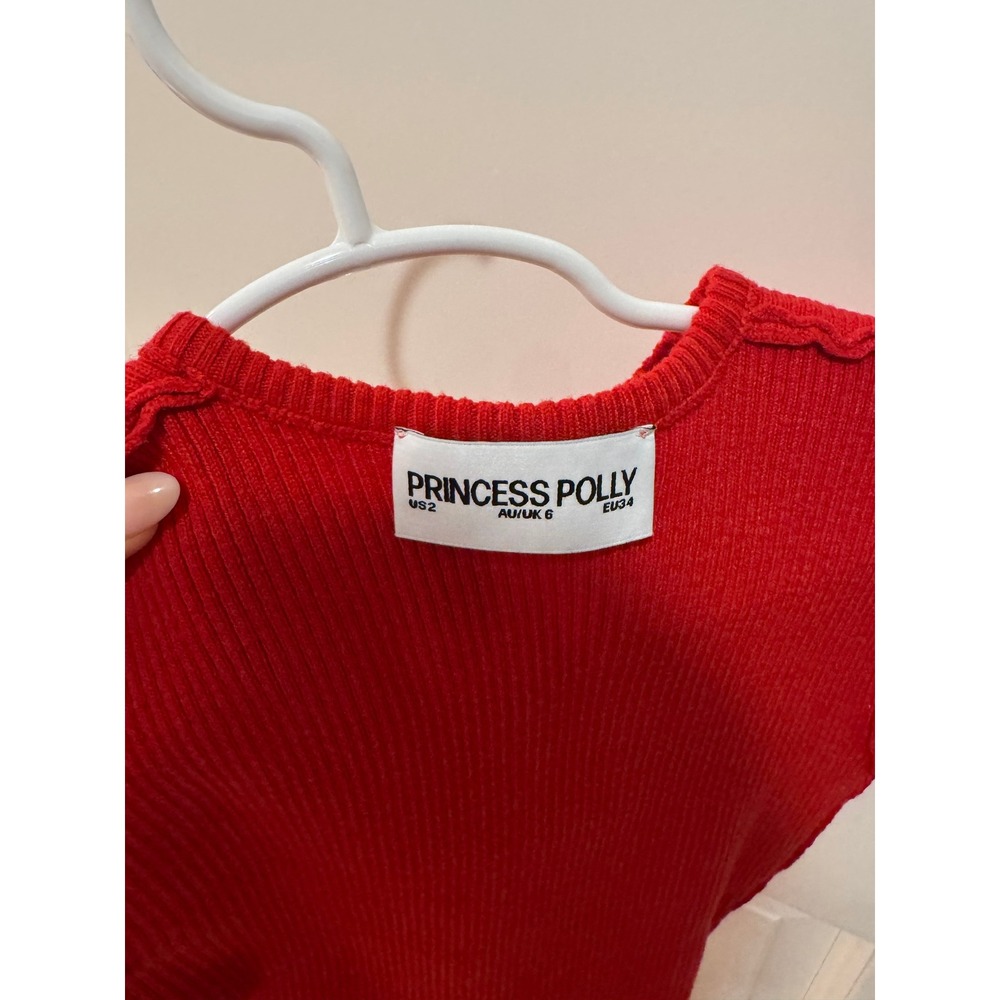 Princess Polly Suzu Knit Top Red 2 - Picture 5 of 5